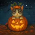 36752-Paint-by-numbers-Diamond-Painting-webp Black cat in pumpkin - Custom halloween pet portrait