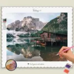 Mountains house and lake