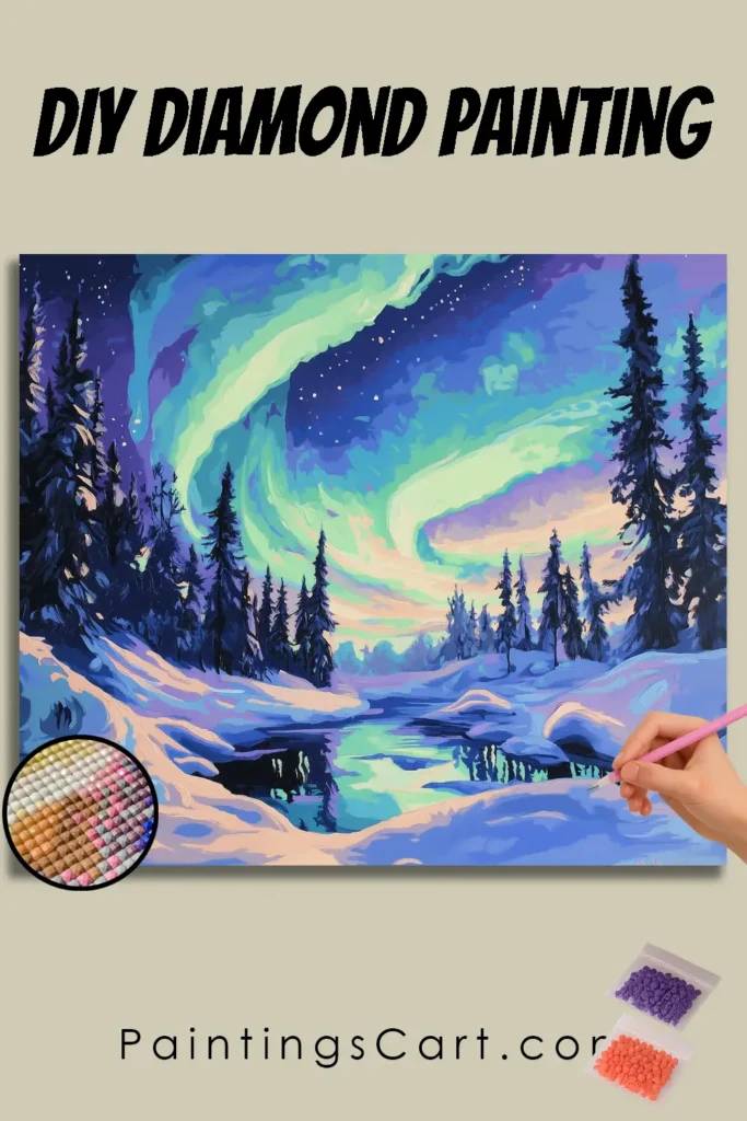 Nordlichter über verschneiter Landschaft 