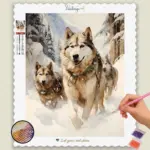 Alaska_1248_base-diamond-painting-paintingscart Wolves Running in Snow