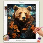 Alaska_6564_base-diamond-painting-paintingscart Bear and Flowers