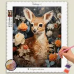 Fawn Deer and Flowers