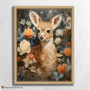 Fawn Deer and Flowers