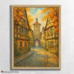 Autumn_Village_Gatehouse_Scene_float-diamond-painting-paintingscart Autumn_Village_Gatehouse_Scene