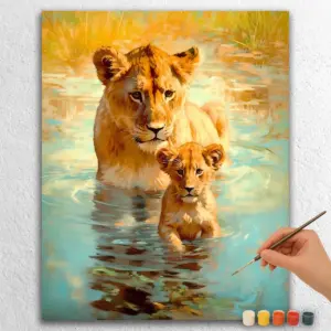 Baby Lion with Lioness