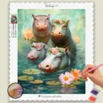 Baby Hippos in Pond