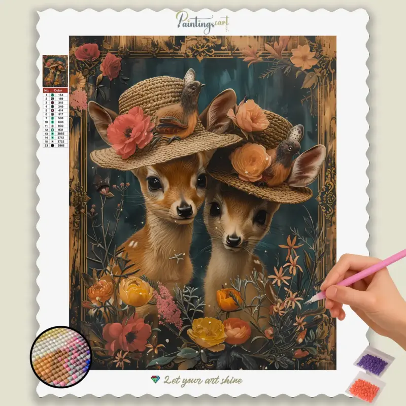 Two Deer with Hat