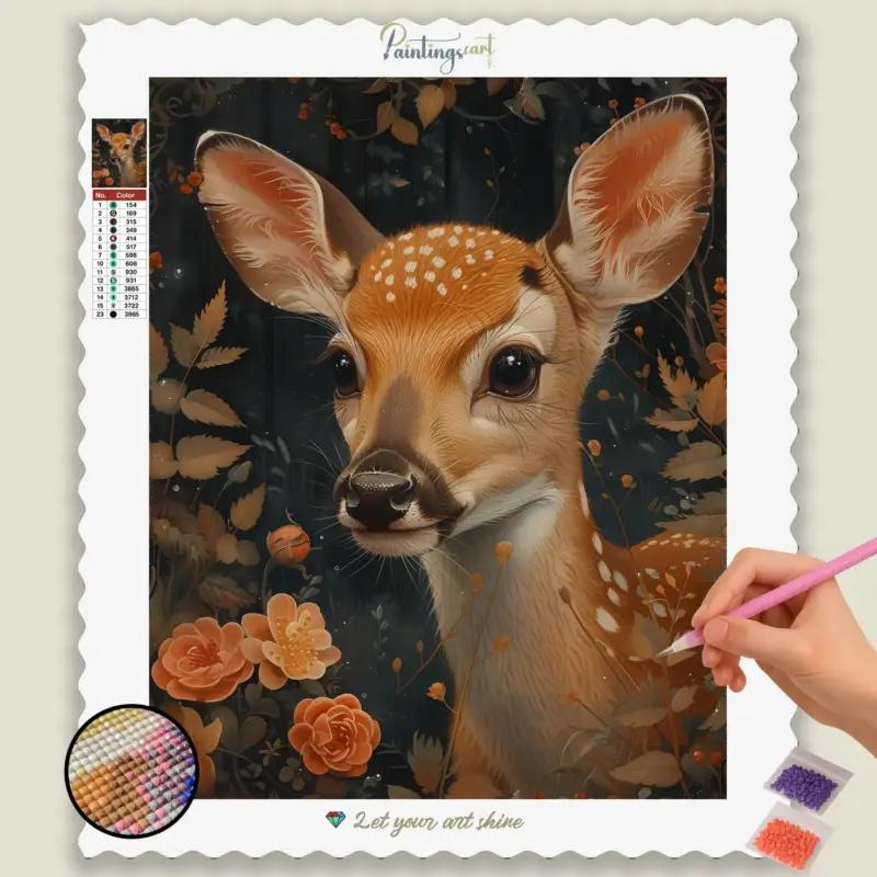 Baby_Animals_Easter_48289_base-diamond-painting-paintingscart Deer and Flowers