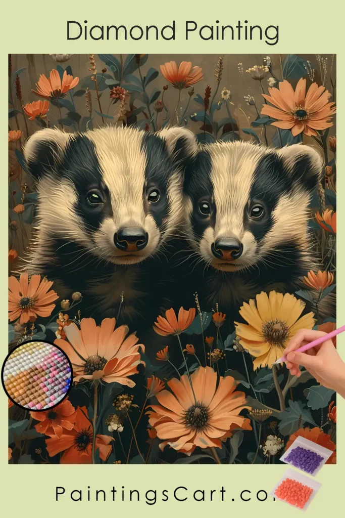 Badgers in Flowers