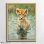Baby Lion in Water