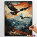 Eagles Flying Above Mountains