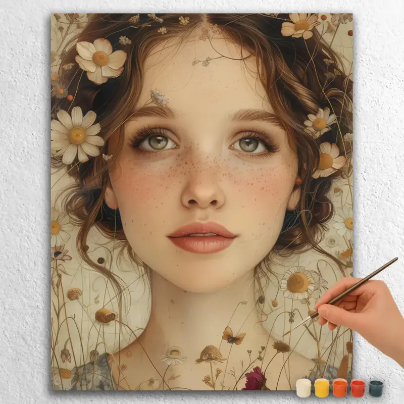 Pretty Girl and Flowers