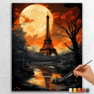 Eiffel Tower in Burnt Orange Scene