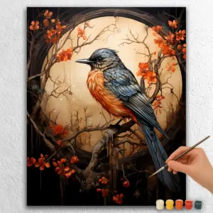 Sparrow in Burnt Orange Scene