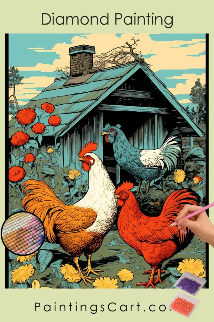 Cock and Hen (Cartoon Style) 1 Cock and Hen, Cartoon Style