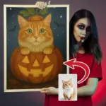 Cat-Custom-Halloween-Spooky-Painting-1 cat in pumpkin - Custom halloween pet portrait
