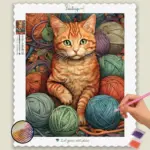 Cat with Yarn Balls