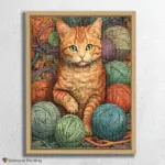 Cat with Yarn Balls