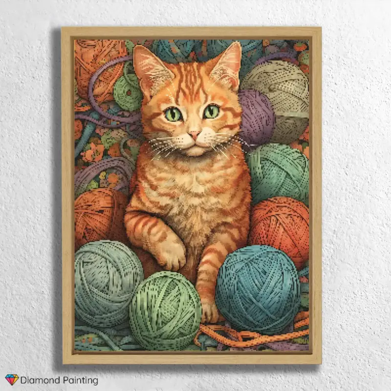 Cat with Yarn Balls