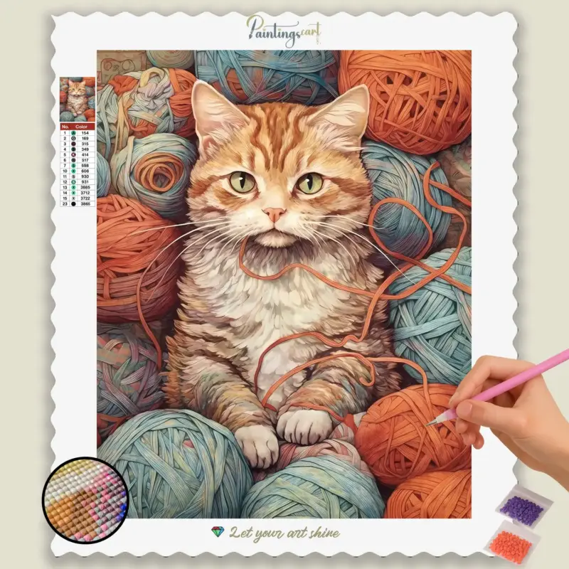Amazing Cat with Yarn Balls