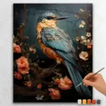 Chalkboard-Spring-5723 Blue Sparrow and Flowers