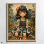 Chibi_Summer_69743_float-diamond-painting-paintingscart Cute Baby Girl on Cycle