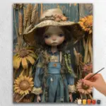 Cute Girl with Flowers and Hat