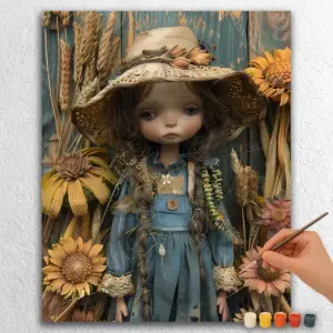 Cute Girl with Flowers and Hat