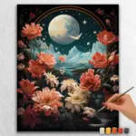 Flowers and Moon Cosmic Spring