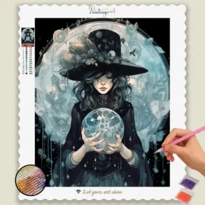 Witch with Crystal and Black Hat