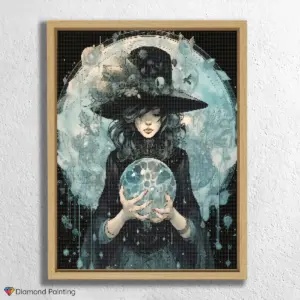 Witch with Crystal and Black Hat