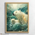 White Polar Bear in Sea