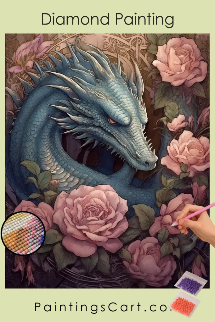 Dragon and Pink Flowers