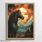 Black horse and Mountains