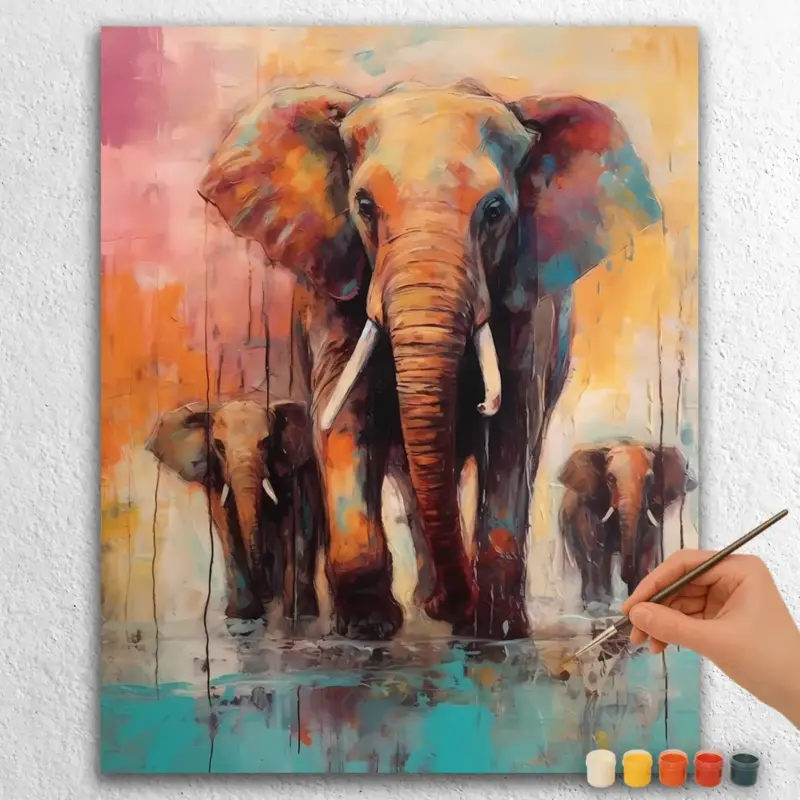 Vibrant Elephant Family
