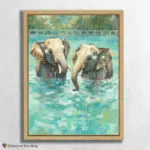 Cute Elephants in Water