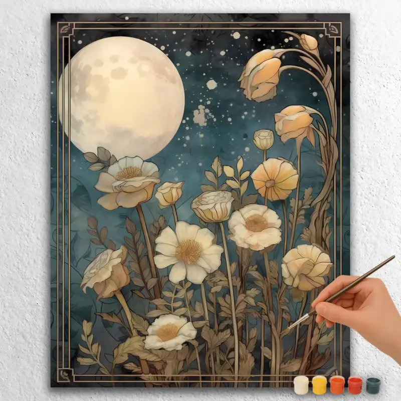 Enchanted Moon and White Flowers
