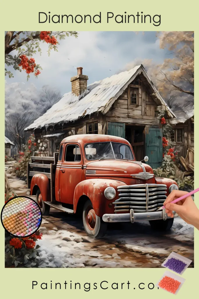 Winter House and Vintage Car 1 Winter House and Vintage Car