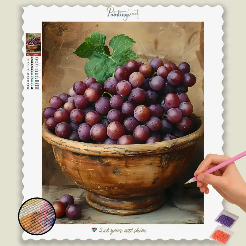 Deep Purple Grapes in a Bowl
