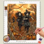 Witches running in Field
