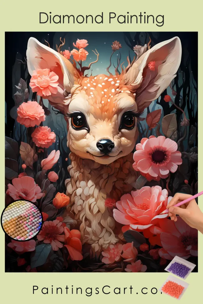 Cute Deer and Flowers