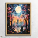 Black Cat and Cityscape