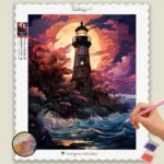 Kawaii_BEach_132079_base-diamond-painting-paintingscart Lighthouse in Bad Weather