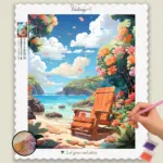 Kawaii_BEach_32069_base-diamond-painting-paintingscart Beachside Chair