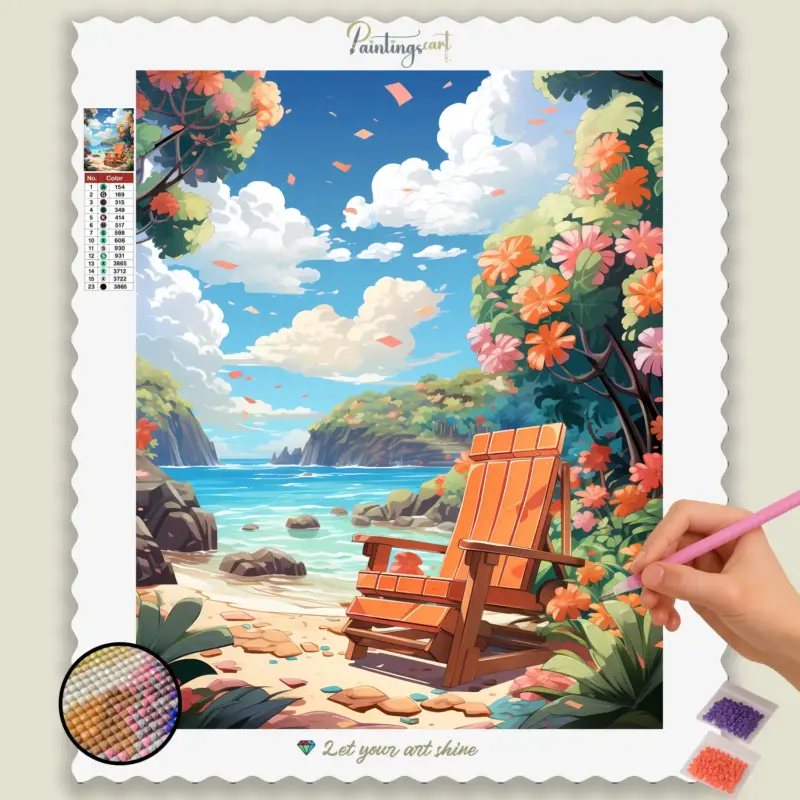 Kawaii_BEach_32069_base-diamond-painting-paintingscart Beachside Chair