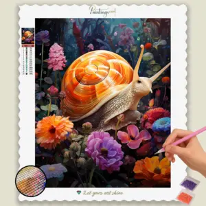 Colorful Flowers and Snail