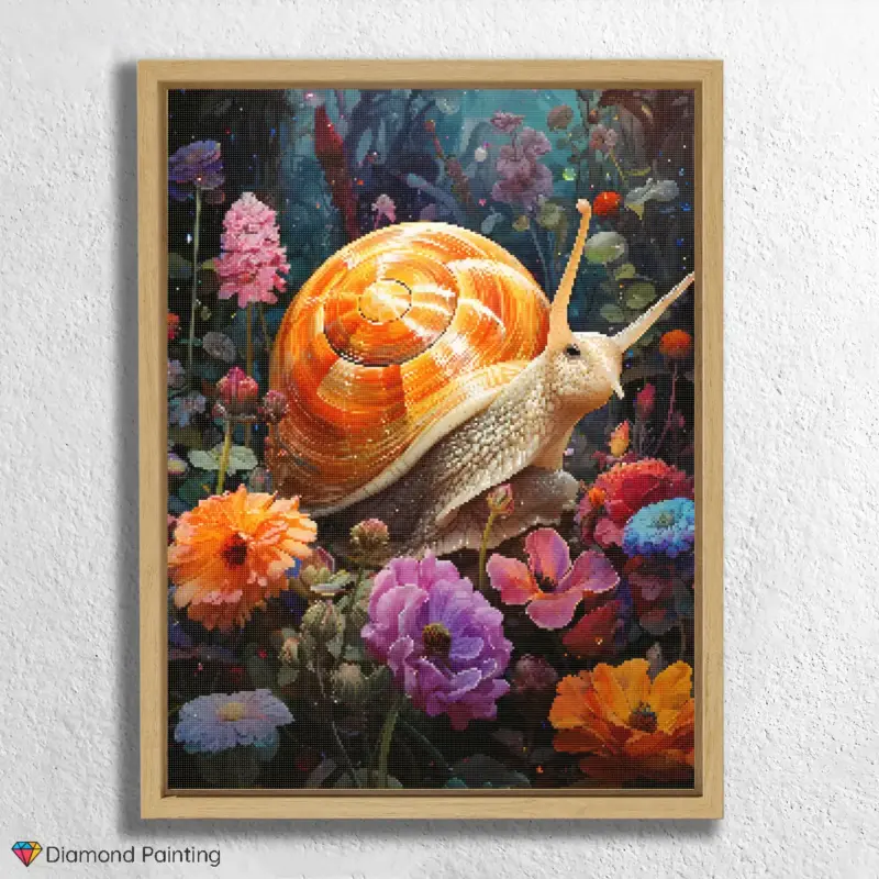 Colorful Flowers and Snail