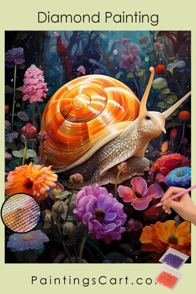 Colorful Flowers and Snail