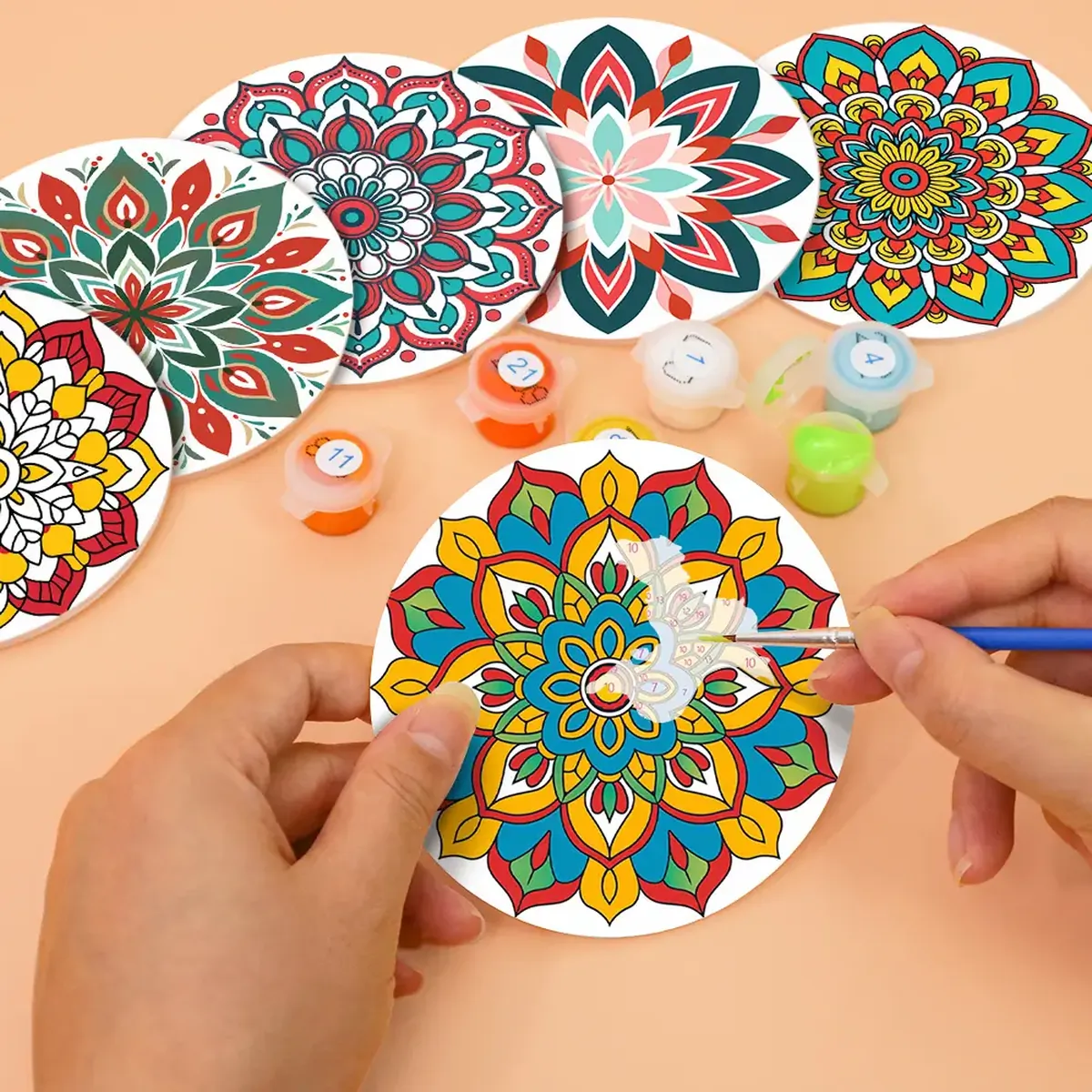 Mandala Art DIY Coasters - Paint by Numbers 2 Mandala Art DIY Coasters - Paint by Numbers
