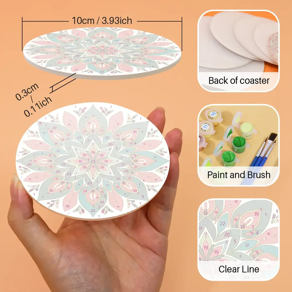 Mandala Art DIY Coasters - Paint by Numbers 3 Mandala Art DIY Coasters - Paint by Numbers